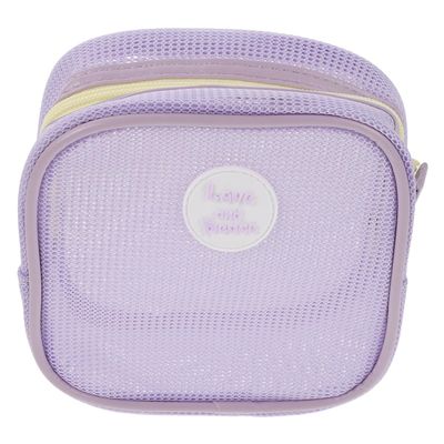 MOKKHNB Compact Travel Makeup Bag Mini Toiletry Pouch with Zipper, Portable Cosmetic Organizer for Women, Small Purple Storage Case for Skincare and Beauty Products