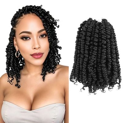 passion twist hair 10 Inch, Pre Twisted Short Crochet Braids, 8 Packs, 1B