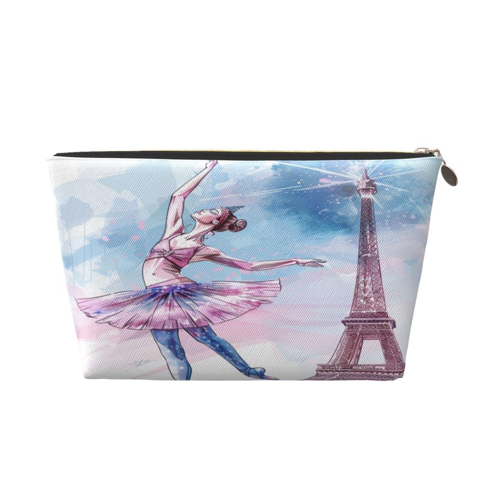 YPPAHHHH France Paris Ballet Dancer Makeup Bag For Women Girls, Cosmetic Bags Waterproof Organizer Pouch Travel Toiletry Bag Portable Make Up Purse Zipper