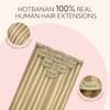 HOTBANANA Lace Clip in Hair Extensions Real Human Hair, Soft PU Weft 14" view 4