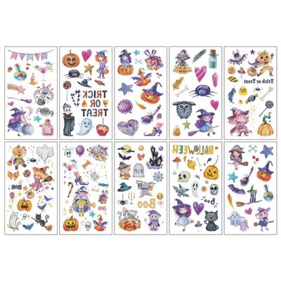 SAGEBIO Glitter Halloween Temporary Tattoos 10 Sheets Elegant Fresh Style Body Art Stickers,01