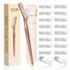 ZiLORA Metal Face Razor for Women, Dermaplaning Tool with 16 Replacement Blades (Wide & Micro), Facial Hair Remover & Eyebrow Trimmer, Rose Gold view 1