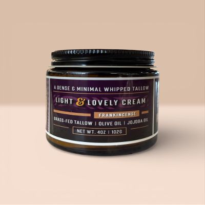 Handmade Whipped Tallow Cream (4oz) - Made in USA - Grassfed, Small Batch - Great for Face and Body, Eczema, Acne, Psoriasis - Frankincense - 3 Base Organic Ingredients