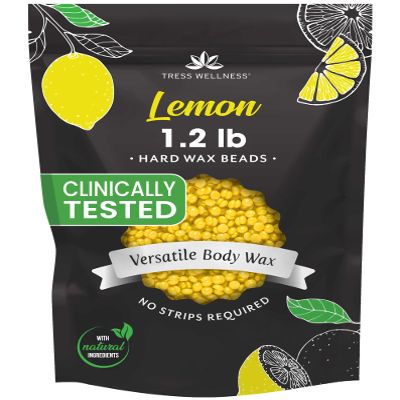 Tress Wellness Wax Beads - Safe for Skin - Dermatologically Tested - At-Home Kit for Bikini, Brazilian & Full Body - Lemon 1.2 lb