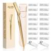 ZiLORA Metal Face Razor for Women, Dermaplaning Tool with 16 Replacement Blades (Wide & Micro), Facial Hair Remover & Eyebrow Trimmer, Gold view 1