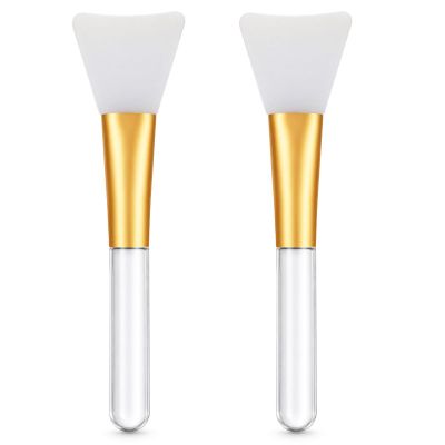 2 Pcs Brush Sets Silicone Face Mask Applicators Soft Jelly Face Mask Tool Facial Applicators Transparent Handles Mud Masks Brushes for Body Lotion DIY Sleeping Masks