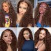 30 32 34 Inch Brown Deep Wave Bundles Color 30 Deep Wave Bundles Unprocessed Virgin 3 Bundles Brown Deep Curly Bundle Human Hair Extensions 50 Gram Per Bundle view 2