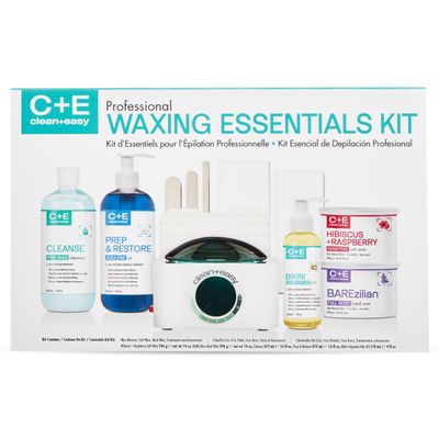 Clean + Easy Professional Waxing Kit Essentials At-Home Hair Removal Set with Wax Warmer, Hard & Soft Wax, Pre & Post-Wax Care for Face & Body, Waxing Kit for Women