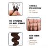 Body Wave Crochet Human Hair #4 Medium Brown Pre-looped Non-Shedding Virgin Hair Crochet Braids Knotless Feather Hair Extensions for Black Women 14 Inch 120g view 2