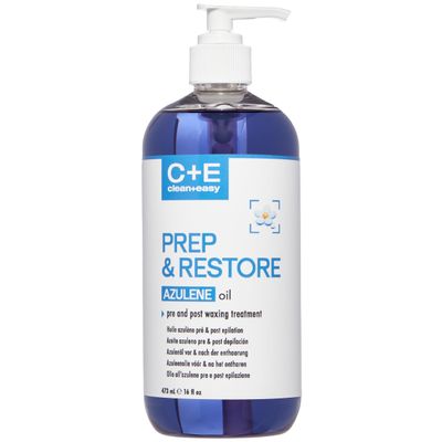 Clean + Easy Prep & Restore Azulene Oil Pre & Post Wax Oil, Soothing Skin Protectant, Waxing Prep & After Wax Care, 16 oz