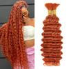 Orange Braiding Hair 2 Bundles 100g 28 Inch Deep Wave Bulk Human Hair Braiding Wet and Wavy Human Braiding Hair for Boho Braids 350 Curly Human Hair Extensions view 1