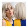 mP3kF7wS Women Wig Platinum Wigs For White Women Short Bob With Bangs Natural Looking Synthetic Hair view 1