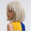 mP3kF7wS Women Wig Platinum Wigs For White Women Short Bob With Bangs Natural Looking Synthetic Hair view 3