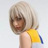 mP3kF7wS Women Wig Platinum Wigs For White Women Short Bob With Bangs Natural Looking Synthetic Hair view 4