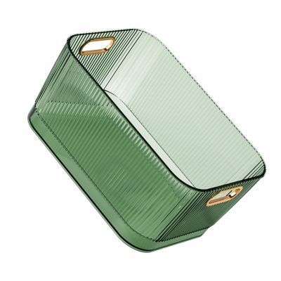 ERYUE Desktop Storage Basket Versatile Acrylic Organizer for Skincare Products and Cosmetics, Transparent Green for Home Office Use (S (19.3x13.3x8.2cm/7.60x5.24x3.23in))