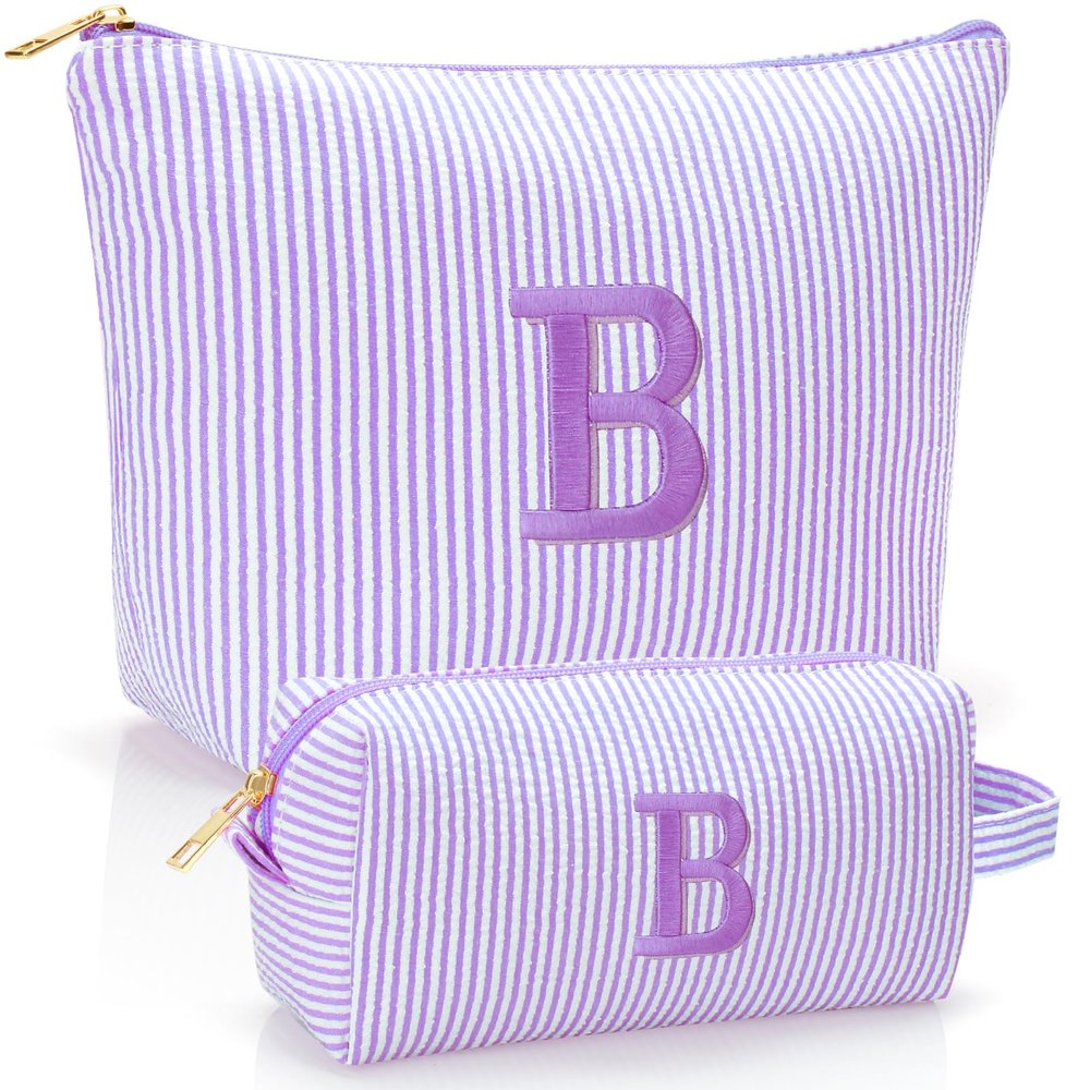 Personalized Initial Makeup Bag Pouch Cute Embroidered Makeup Organizer bag