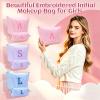 Personalized Initial Makeup Bag Pouch Cute Embroidered Makeup Organizer bag view 2