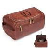 Travel Toiletry Bag Hanging For Mens PU Leather - Red Brown (Initial L) view 1