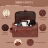 Travel Toiletry Bag Hanging For Mens PU Leather - Red Brown (Initial L) view 4