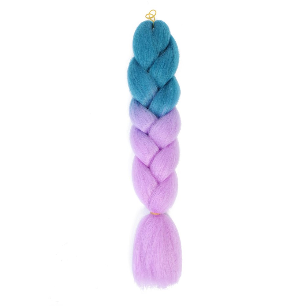 Nvzi 8 pcs 24" Rainbow Ombre Jumbo Braiding Hair, High Temperature Synthetic Hair Extensions for Crochet Braids, Twist & Box BraidsPeacock Green to Light Purple