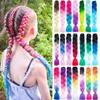 Nvzi 8 pcs 24" Rainbow Ombre Jumbo Braiding Hair, High Temperature Synthetic Hair Extensions for Crochet Braids, Twist & Box BraidsPeacock Green to Light Purple view 3