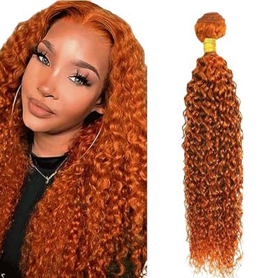Ubinica One Bundle Human Hair 30 Inch Jerry Curly Wave Human Hair Single Bundle 100g Ginger Orange 350 Weave Unprocessed Brazilian Virgin Quick Weave Hair Extension for Black Women