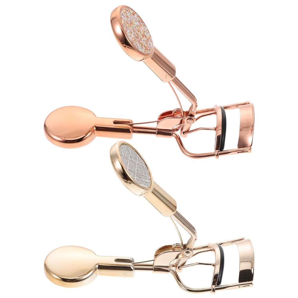 Sewroro 2pcs Wide Angle Stainless Steel Eyelash Curlers Handheld Makeup Tools for Professional Eye Lash Styling with Gold and Rose Gold Colors for Daily Beauty Use