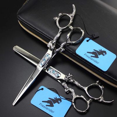 Wrapping Left-Handed Professional Hair Scissors Barber Cutting Shears Thinning Scissors Hair Scissors Set(E,Flat cut 6 inch)