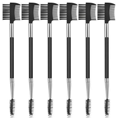 6 Pcs Eyebrow Brush, Double-Ended Eyebrow and Eyelash Brush Set, Eyelash Comb Separator, 3 Head Eye-lash Comb, Makeup Grooming Tool for Women Cosmetic Separating Shaping Brow (Black)