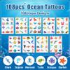 108 PCS Ocean Temporary Tattoos for Kids, 9 Sheets Waterproof Sea Life view 2