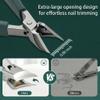 Nail Clippers Set for Thick Toenails, Ingrown 30 Slanted Eagle-Beak Seniors Clipper with Wide Jaw Opening, Anti-Splash Catcher, Stainless Steel Kit for Men Women Adults Green view 3