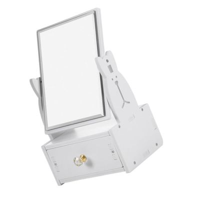 Vaguelly Desktop Makeup Mirror with Drawer, 1pcs Plastic Vanity Dressing Mirror, Rotatable Square Design for Bedroom and Home Vanity Use
