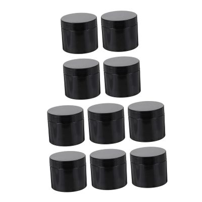 OSALADI 10 Pcs Black Pet Wide Mouth Cosmetic Jars 150ml Refillable Creams Containers with Lids for Tooth Powder Storage and Lotion Dispenser, Suitable for Travel and Beauty Use