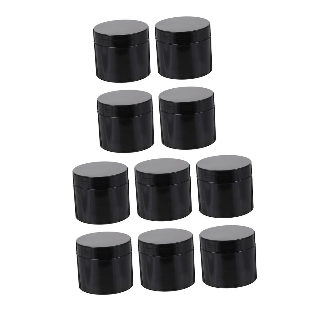 OSALADI 10 Pcs Black Pet Wide Mouth Cosmetic Jars 150ml Refillable Creams Containers with Lids for Tooth Powder Storage and Lotion Dispenser, Suitable for Travel and Beauty Use