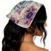 RODAILYCAY 4 Pack Hair Scarf, Retro Beige Ethnic Pattern Chiffon Bandanas Kerchief, Non Slip Triangle Headband Bandana for Women Girls view 2