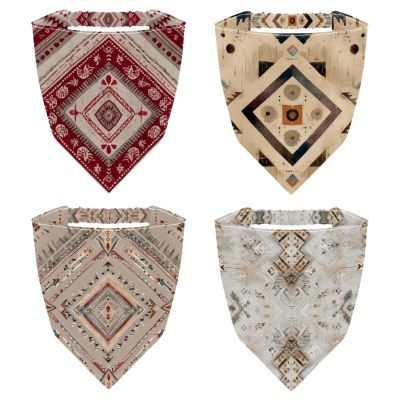 RODAILYCAY 4 Pack Triangle Head Scarf, Art Retro Ethnic Pattern Chiffon Hair Bandanas Kerchief, Elastic Hair Scarf Bandanas for Women Girls