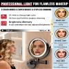 10" Brass Large Wall Mounted Makeup Mirror with Extension Arm Lighting view 4