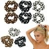 12PCS Plush Polka Dot Print Hair Scrunchies, Oversized Elastic Hair Ties for Women, Classic Black White Brown Polka Dot Hair Accessories, Fuzzy Plush Hair Ropes for Daily Party Styling Birthday Gifts view 1