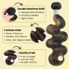 ALHER F1B/27 Highlight Body Wave Bundles with 4x4 HD Lace Closure Human Hair, 12A Black and Honey Blonde Ombre Colored Free Part 4x4 Closure and 3 Bundles 100% Remy Hair for Black Women 10 12 14+10 IN view 3