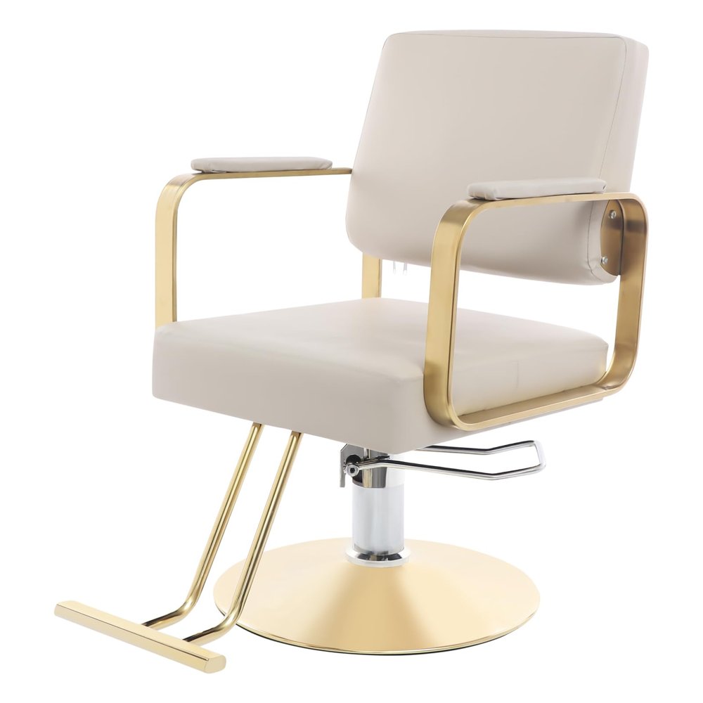 DRRSBRP Salon Chair for Hair Stylist, Capacity 440.92 lbs Hydraulic Barber Chair Salon Styling Chair with 360 Swivel, Adjustable Height, Heavy Duty Base for Barbershop Hair Salon Stylist (Off-White)