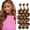 Highlight Blonde Human Hair Bundles Body Wave 26 26 26 Inch P427 Highlight Bundle Human Hair Extensions 50 Gram Per Bundle 150g Total Unprocessed Brazilian Virgin Hair view 1