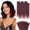 Hairro 6PCS Clip In Human Hair Extensions Short Burgundy Color Clip Ins Remy Real Hair Small Clip On Hairpieces For Women 33g 12 Inch #99J Wine Red view 1