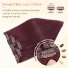 Hairro 6PCS Clip In Human Hair Extensions Short Burgundy Color Clip Ins Remy Real Hair Small Clip On Hairpieces For Women 33g 12 Inch #99J Wine Red view 4