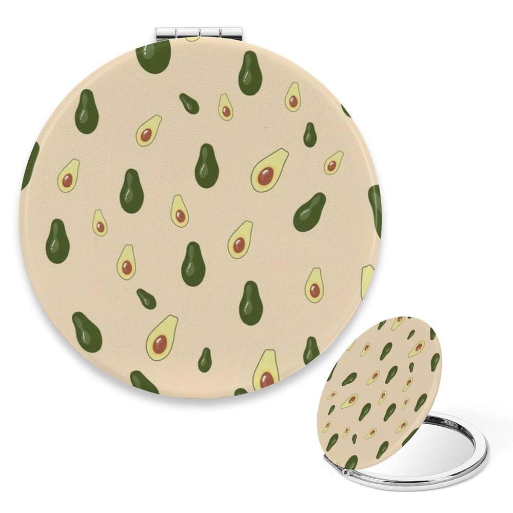 WeUNkey Light Pink Avocados Compact Pocket Mirror for Women Girls, Mini Mirror 2X/ 1X Magnification, Small Folding Portable Handheld Sweet Gift Perfect for Purse Pocket Travel and Present