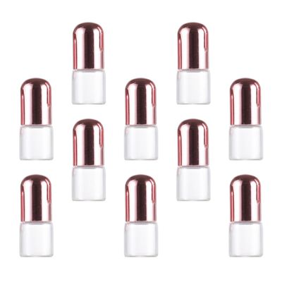 Cabilock 2ml Glass Roller Bottles for Essential Oils 10pcs Refillable Perfume Bottles with Rose Gold Caps and Stainless Steel Roller Balls for Travel and Aromatherapy