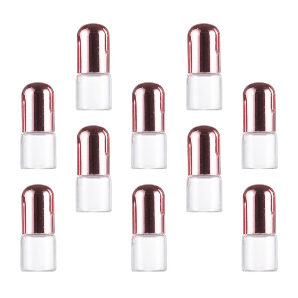 Cabilock 2ml Glass Roller Bottles for Essential Oils 10pcs Refillable Perfume Bottles with Rose Gold Caps and Stainless Steel Roller Balls for Travel and Aromatherapy