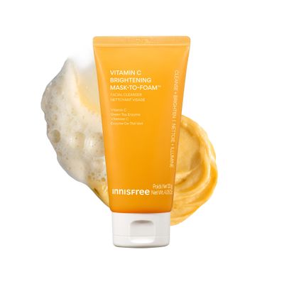 innisfree Vitamin C Mask-To-Foam Facial Cleanser | Non-Stripping Korean Face Wash | Brightening 2-in-1 Mask and Gentle Cleanser for Face | For All Skin Types