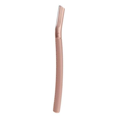 Professional Eyebrow Razor with Replaceable Stainless Steel Blade - 3 Ergonomic Metal Handles (Dark Gray, Light Gray, Rose Gold) for Precise Facial Hair Removal