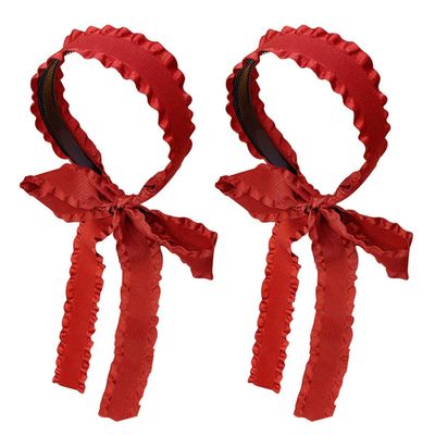 Cabilock Women Ribbon Headbands 2pcs Red Scarf Hairbands Hair Hoops for Women Hair Accessories Suitable for Daily Wear and Decor