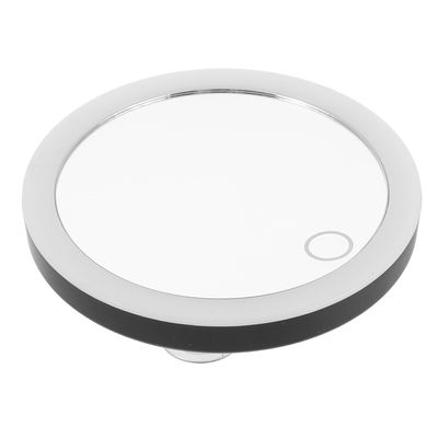 Beavorty LED Rechargeable Makeup Mirror 10x Magnifying 4-inch Black Vanity Mirror with Suction Cups Portable Travel Lighted Bathroom